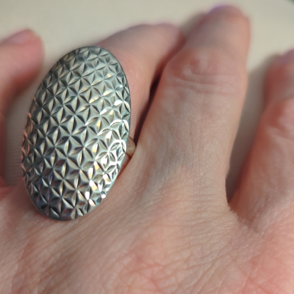 Sterling Silver Geometric Pattern Ring - image 1
